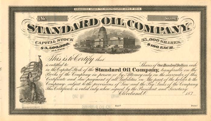 Standard Oil Co. - Stock Certificate